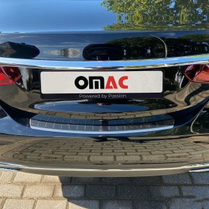 Mercedes E-Class Bumper Sill Cover - Rear - Omac - S. Steel - Gloss Silver - '17-'23